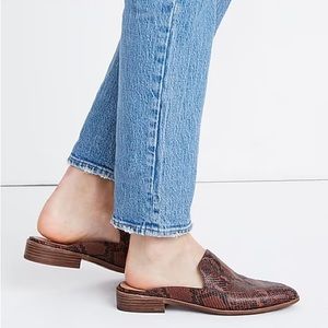 Madewell Frances Snake Embossed Leather Backless Loafer